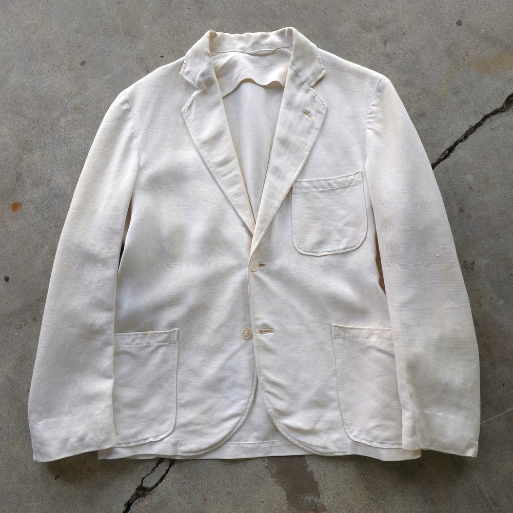 Vintage 1930s Cream Pure Irish Linen Sport Coat 40 Short Made in USA - Picture 15 of 15